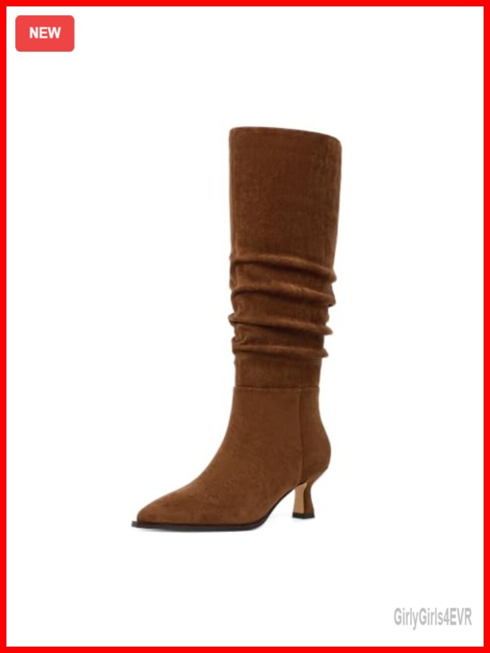 Kitten Heel Knee High Boots Faux Suede Pointed Toe Women's Tall Boots